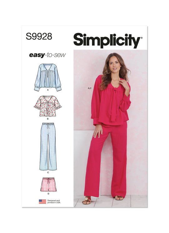Simplicity Schnittmuster S9928 Damen gerade Hose und Shirt mit V-Aussschnitt