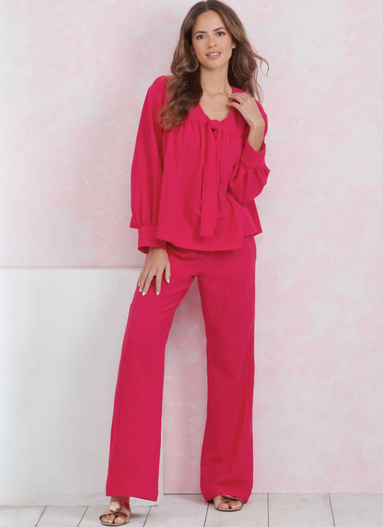 Simplicity Schnittmuster S9928 Damen gerade Hose und Shirt mit V-Aussschnitt