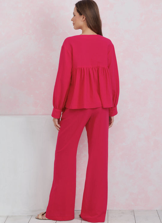 Simplicity Schnittmuster S9928 Damen gerade Hose und Shirt mit V-Aussschnitt