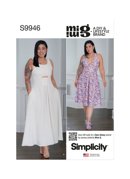 Simplicity Schnittmuster S9946 Damen Maxi Midikleid mit Cut-Outs A-Linie