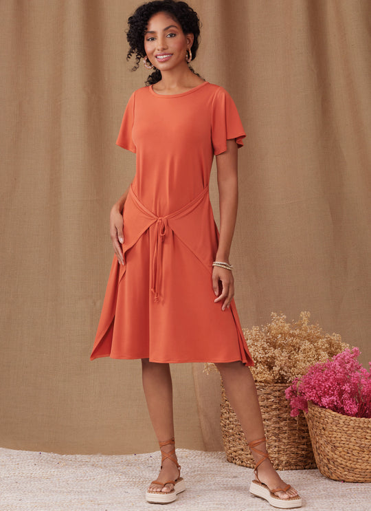 Simplicity Schnittmuster S9947 Damen Jerseykleider mit Taillenbänder und Rückenschlitz