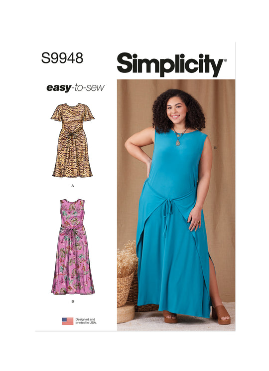 Simplicity Schnittmuster S9948 Damen Sommerkleid mit Taillenbänder und Rückenschlitz