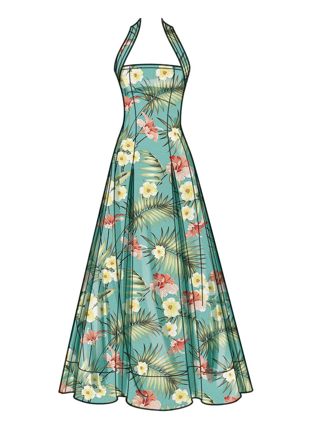 Simplicity Schnittmuster S9949 Damen Neckholderkleid Midi Maxi
