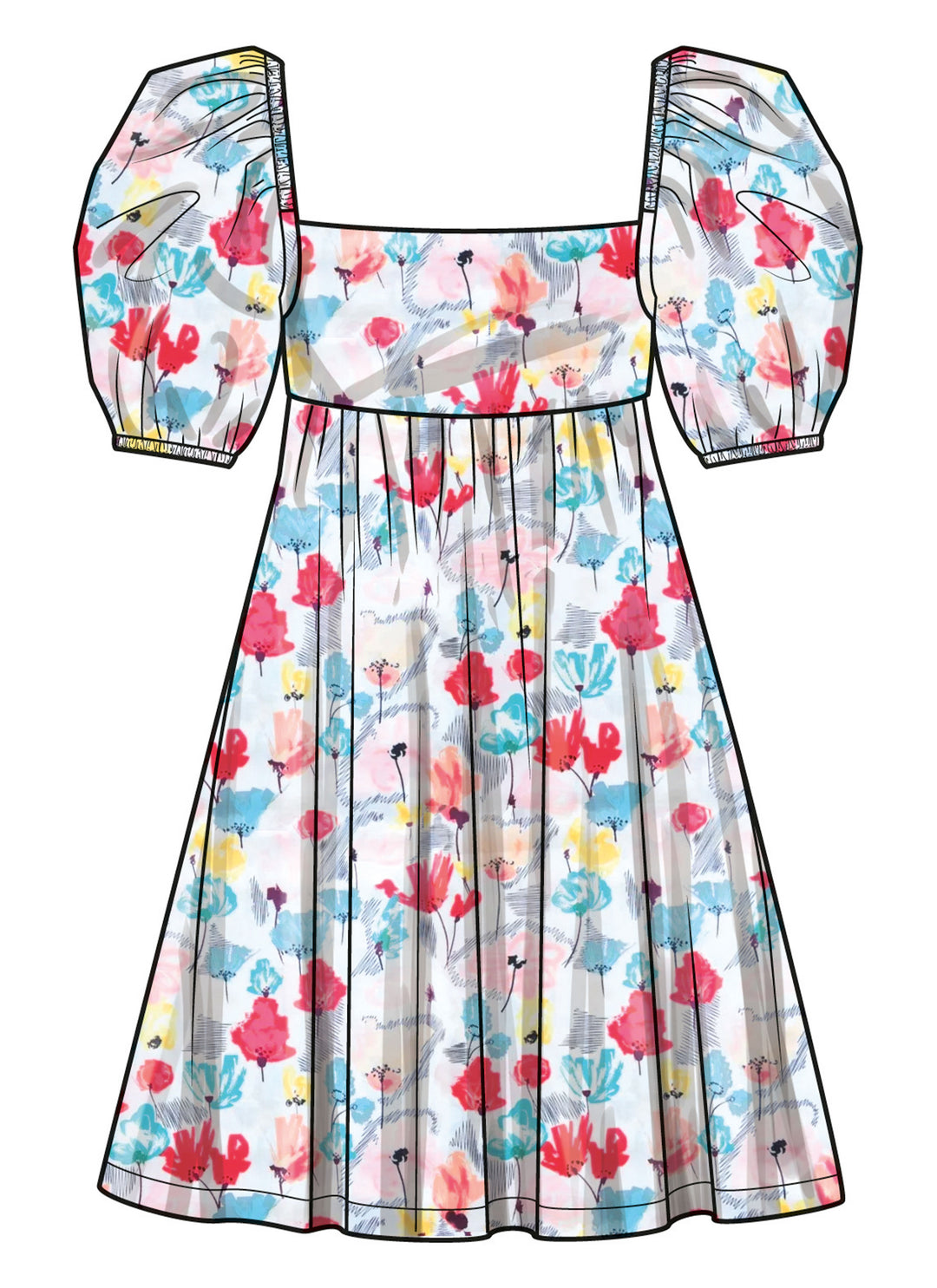 Simplicity Schnittmuster S9964 Mädchen Kleid mit Puffärmeln