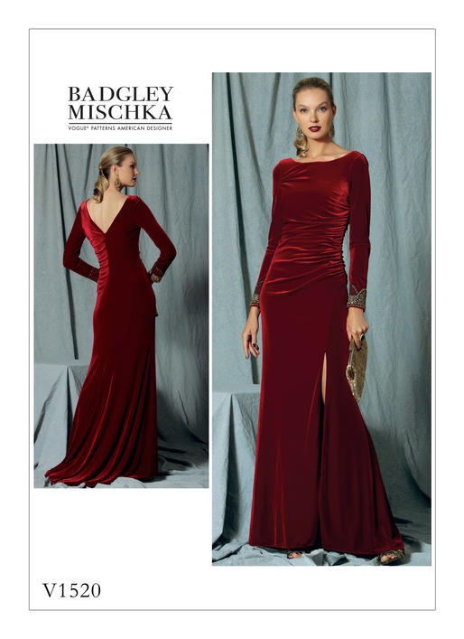Vogue Schnittmuster V1520 Damen anliegendes, gefüttertes Abendkleid von Badgley Mischka
