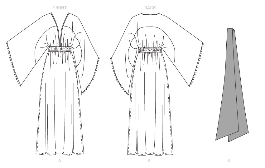 Vogue Schnittmuster V1627 Damenkleid im Kimono-Stil von Zandra Rhodes