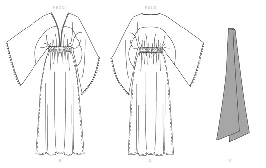 Vogue Schnittmuster V1627 Damenkleid im Kimono-Stil von Zandra Rhodes