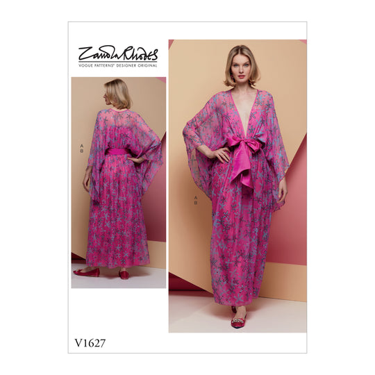 Vogue Schnittmuster V1627 Damenkleid im Kimono-Stil von Zandra Rhodes