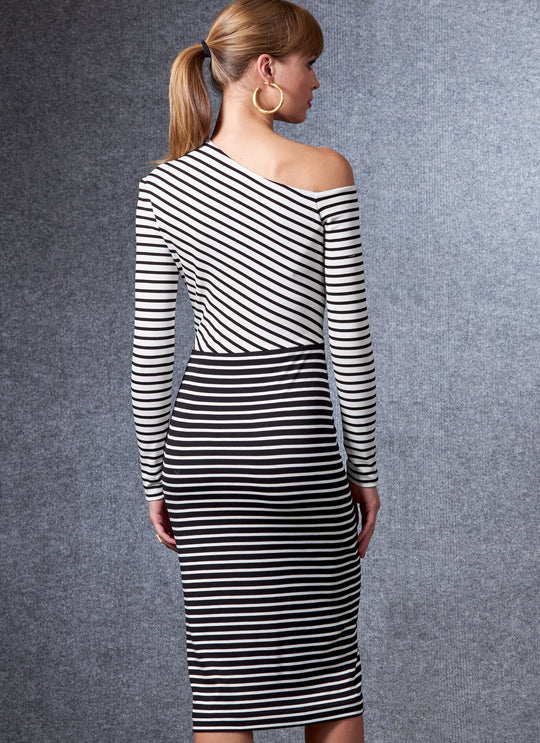 Vogue Schnittmuster V1674 – Damen Kleid mit One-Shoulder oder Wickeloptik