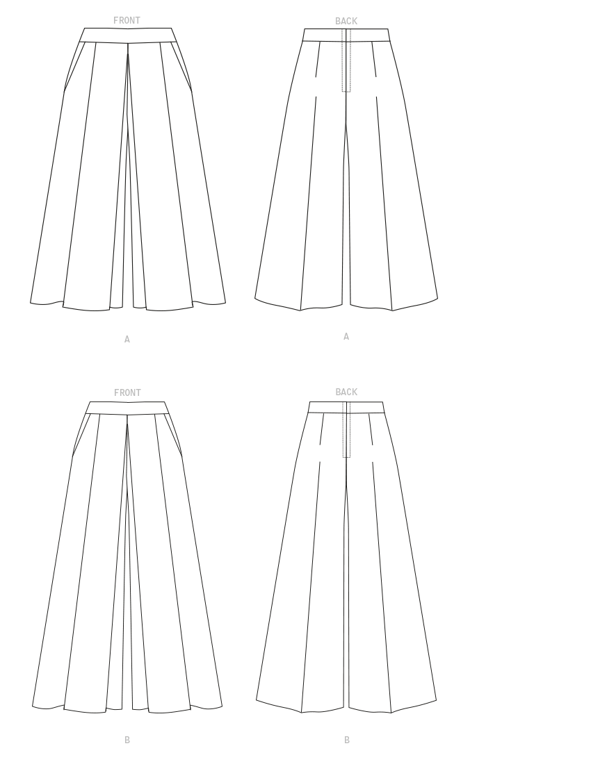 Vogue Schnittmuster V1685 – Damen Hose / Rock in weiter Silhouette