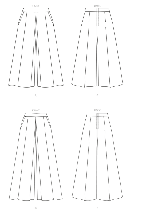 Vogue Schnittmuster V1685 – Damen Hose / Rock in weiter Silhouette