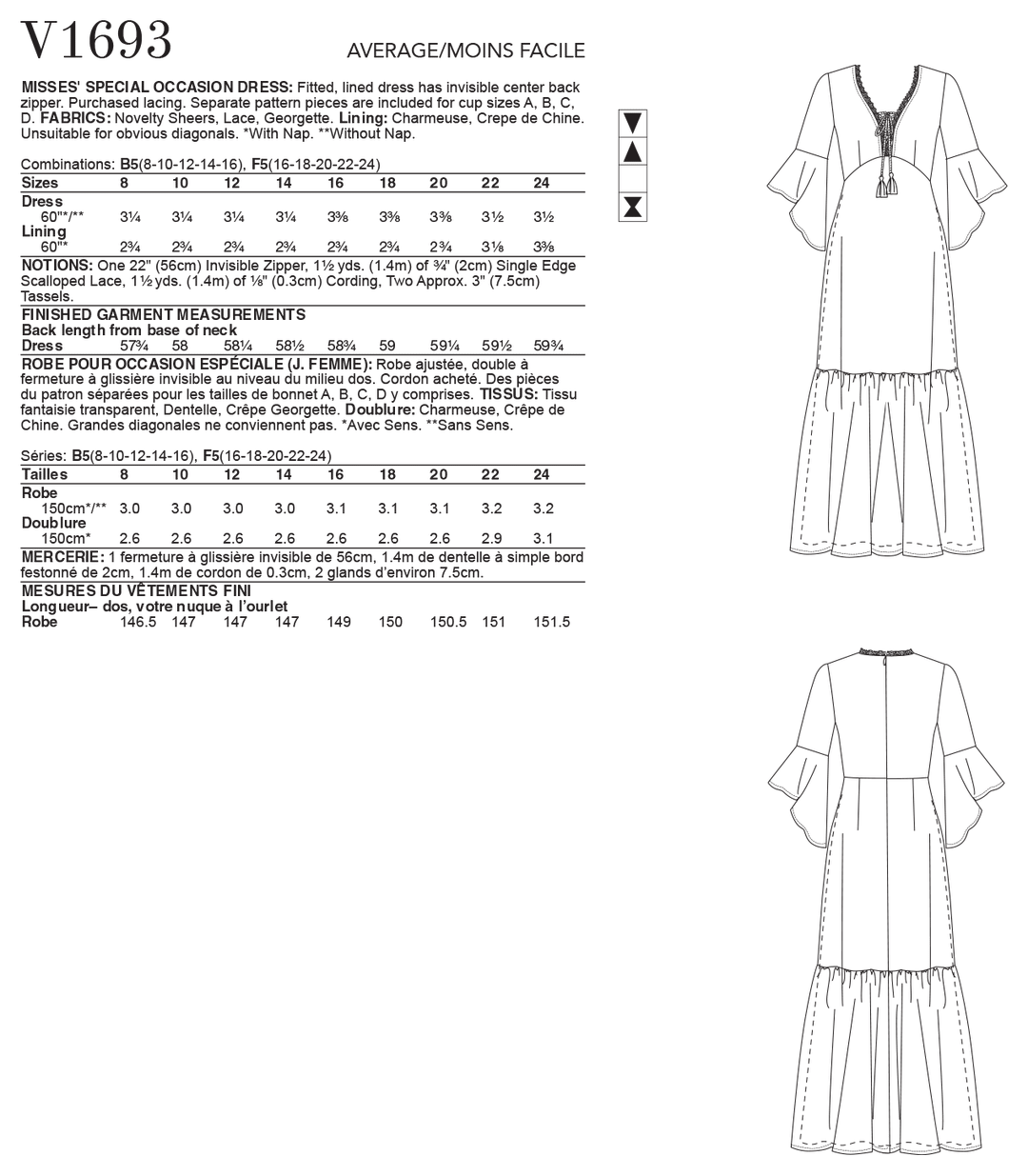 Vogue Schnittmuster V1693 Tailliertes und gefüttertes Kleid von Badgley Mischka
