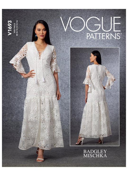 Vogue Schnittmuster V1693 Tailliertes und gefüttertes Kleid von Badgley Mischka