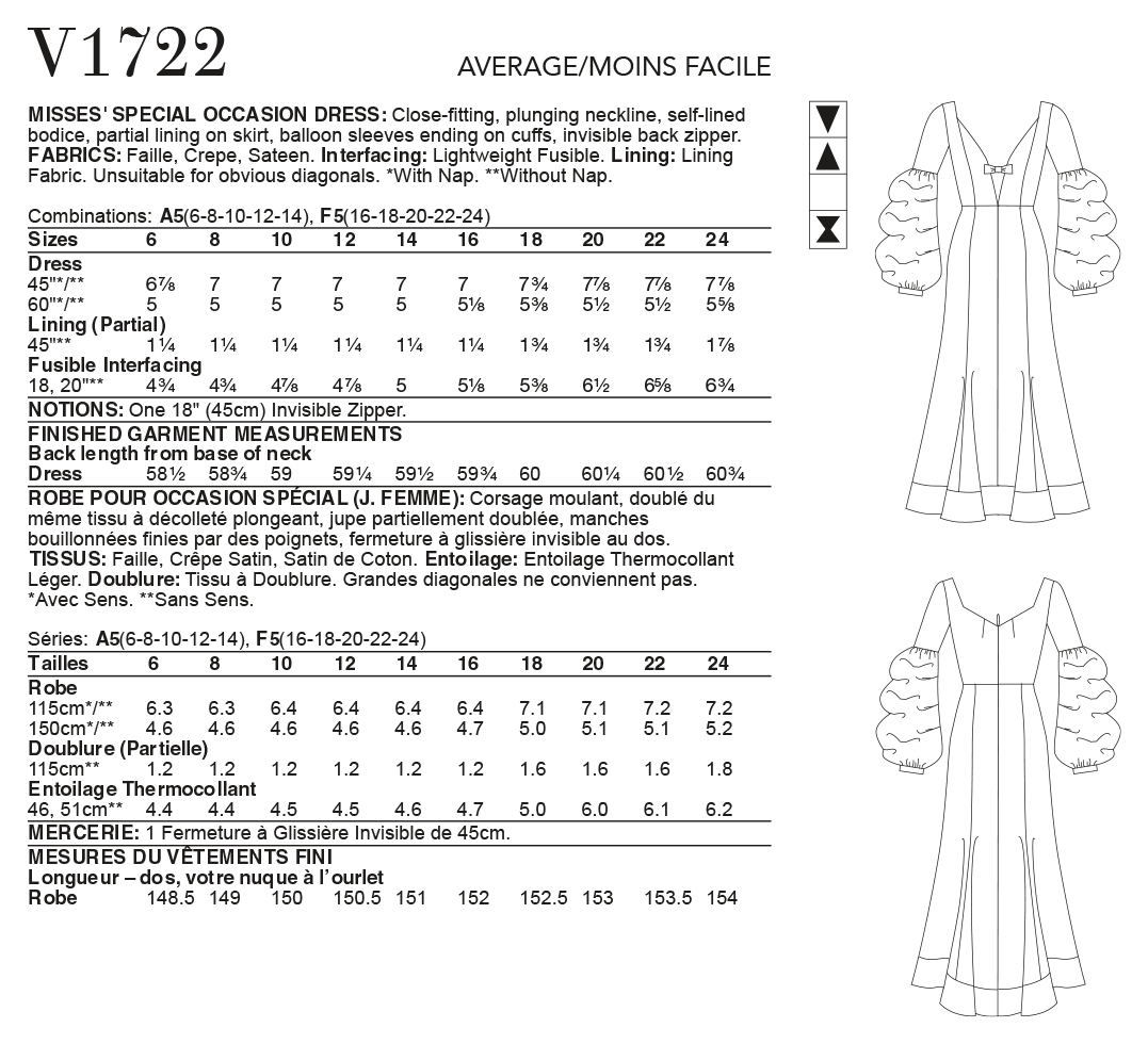 Vogue Schnittmuster V1722 eng anliegendes Kleid mit tiefem Dekolleté von Nicola Finetti