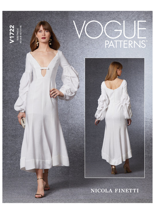 Vogue Schnittmuster V1722 eng anliegendes Kleid mit tiefem Dekolleté von Nicola Finetti
