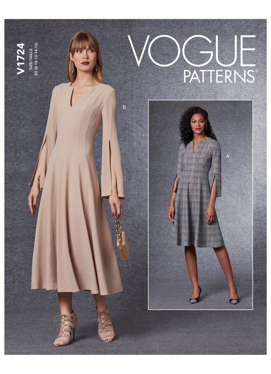 Vogue Schnittmuster V1724 – Damen Kleid mit Prinzessnähten
