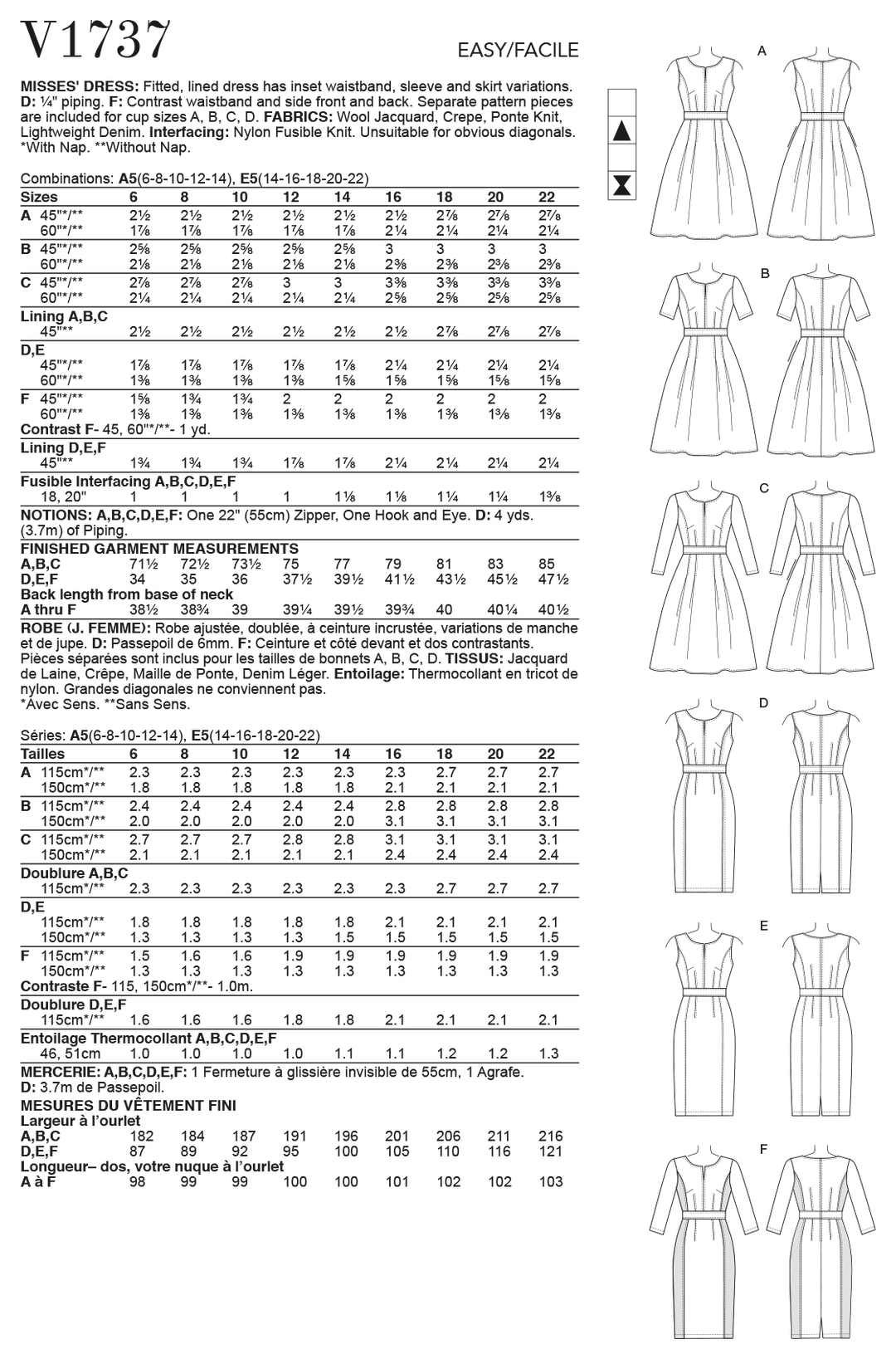 Vogue Schnittmuster V1737 Damen tailliertes Kleid