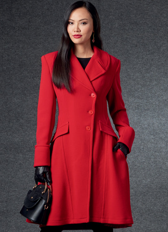 Vogue Schnittmuster V1752 Damen gefütterter Mantel  mit markanter Silhouette