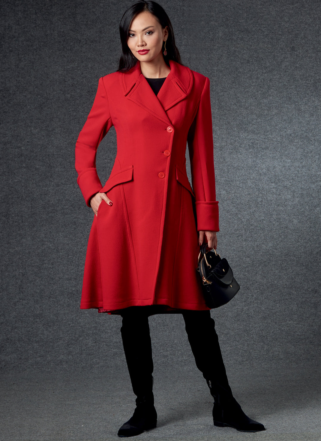Vogue Schnittmuster V1752 Damen gefütterter Mantel  mit markanter Silhouette