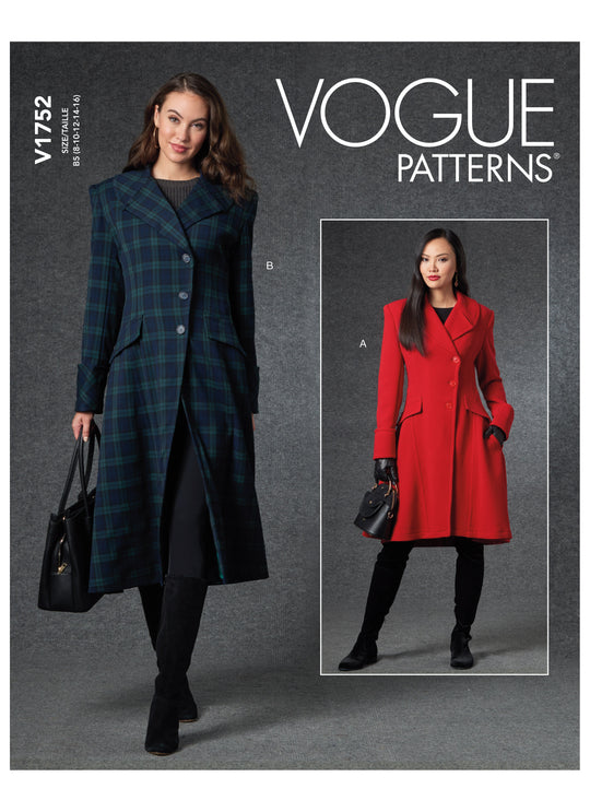 Vogue Schnittmuster V1752 Damen gefütterter Mantel  mit markanter Silhouette