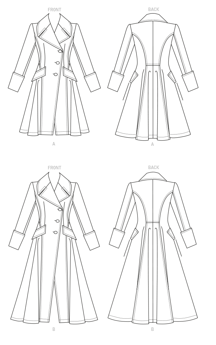 Vogue Schnittmuster V1752 Damen gefütterter Mantel  mit markanter Silhouette