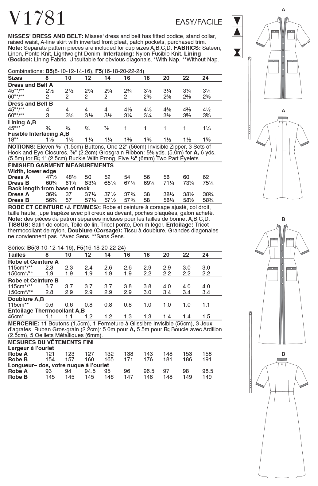 Vogue Schnittmuster V1781 – Damenkleid mit Gürtel & perfekter Passform