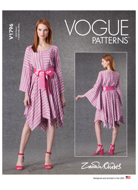 Vogue Schnittmuster V1796 Damen Kleid & Gürtel von Zandra Rhodes