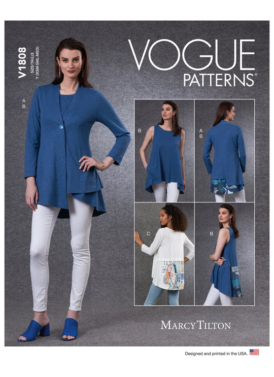 Vogue Schnittmuster V1808 Damen Cardigan & Tunika von Marcy Tilton