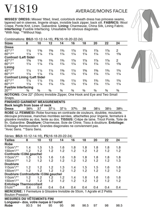 Vogue Schnittmuster V1819 Damen Etuitkleid von Tom and Linda Platt
