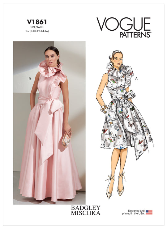 Vogue Schnittmuster V1861  Gefütterte Abendkleid von Badgley Mischka