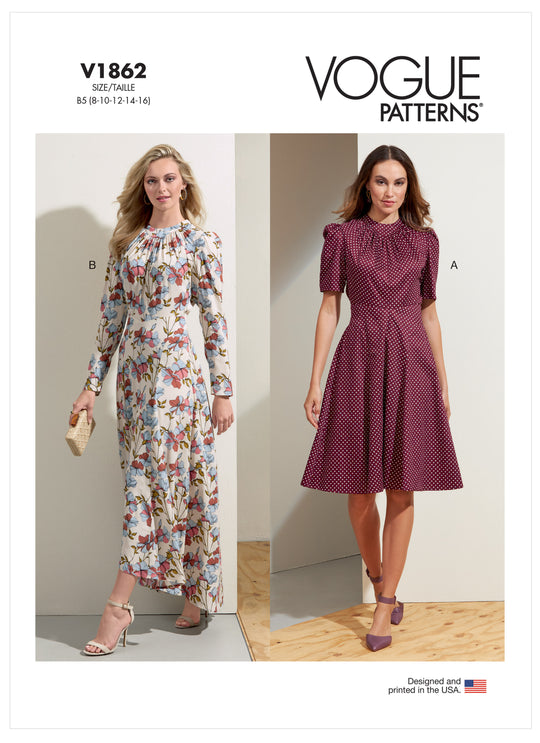 Vogue Schnittmuster V1862 Halb taillierte Kleid oder Rock für Damen