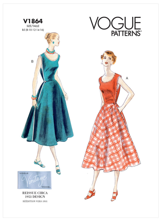 Vogue Schnittmuster V1864 Wickelkleid im Vintage-Stil von 1953