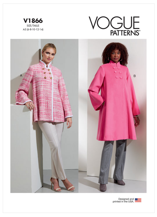Vogue Schnittmuster V1866 Locker geschnittene Mantel  und Jacke für Damen