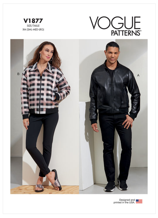 Vogue Schnittmuster V1877 Unisex BOMBER Jacke