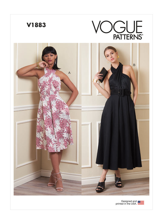 Vogue Schnittmuster V1883 Kleid mit kreuzförmigem Ausschnitt für Damen