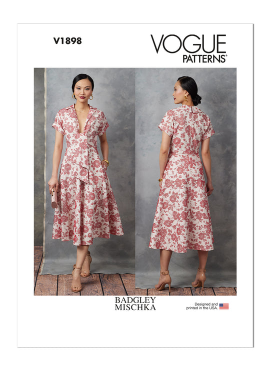 Vogue Schnittmuster V1898 Gefütterte Kleid mit tiefen Ausschnitt von Badgley Mischka