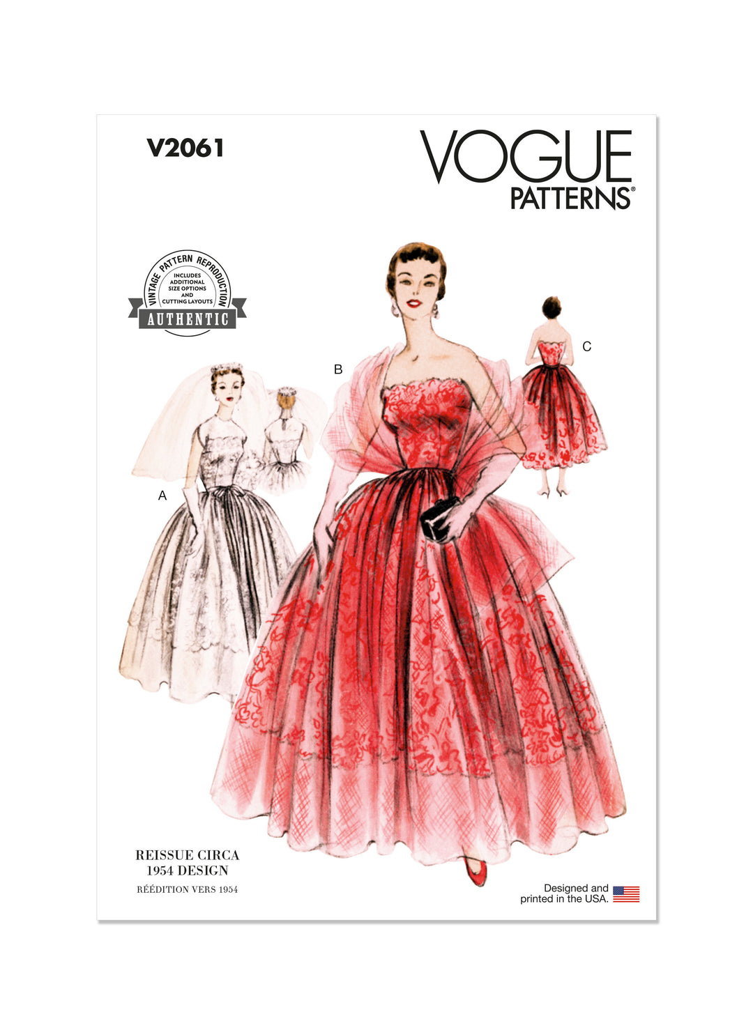 Vogue Sewing Pattern V2061 Vintage Evening Dress with Stole 1950s Schnittmuster-Online Vogue Sewing Pattern V2061 Vintage Evening Dress with Stole 1950s Schnittmuster-Online