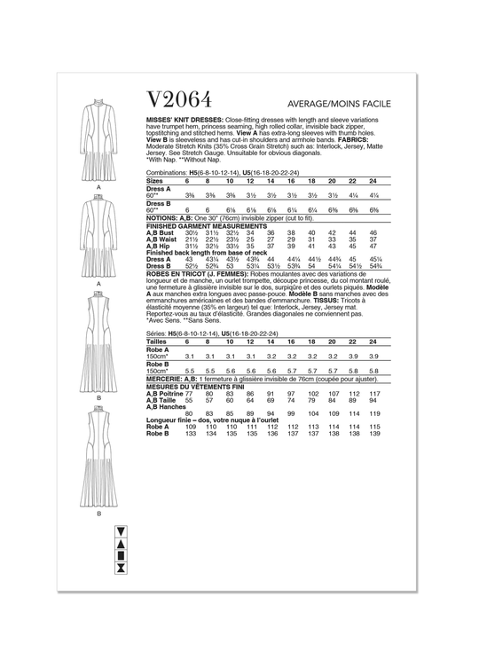 Vogue Schnittmuster V2064 Damen Kleid