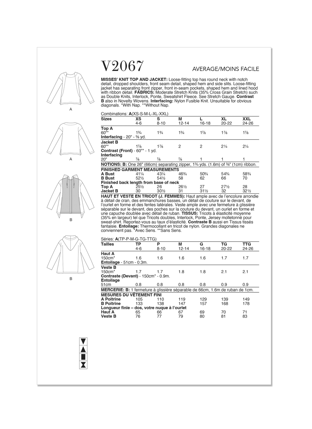 Vogue Schnittmuster V2067 Damen Top