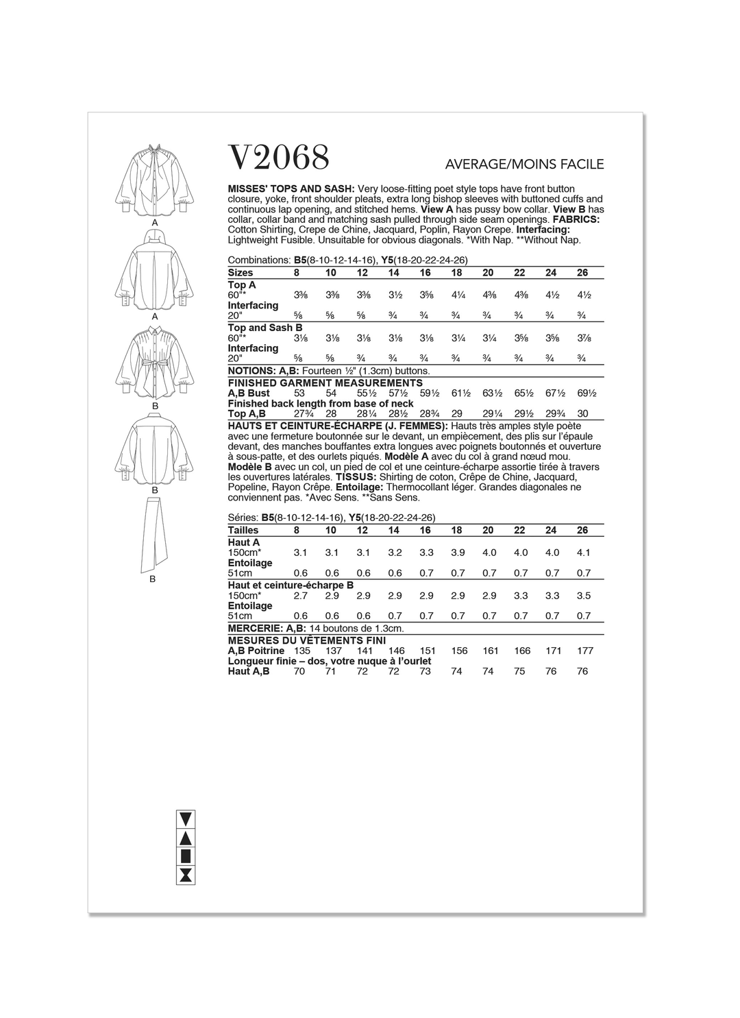 Vogue Schnittmuster V2068 Damen Top