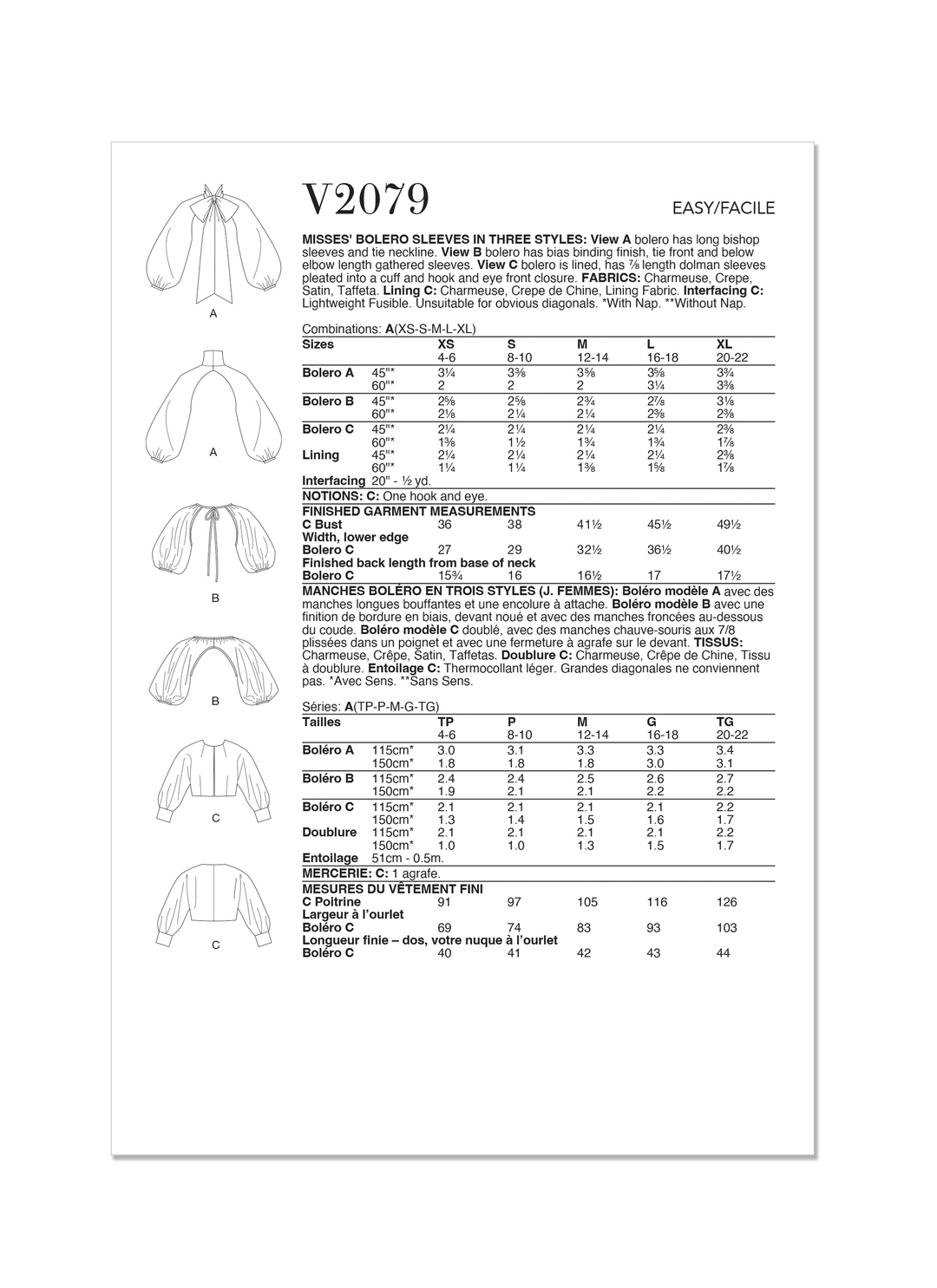 Vogue Schnittmuster V2079 Accessoires