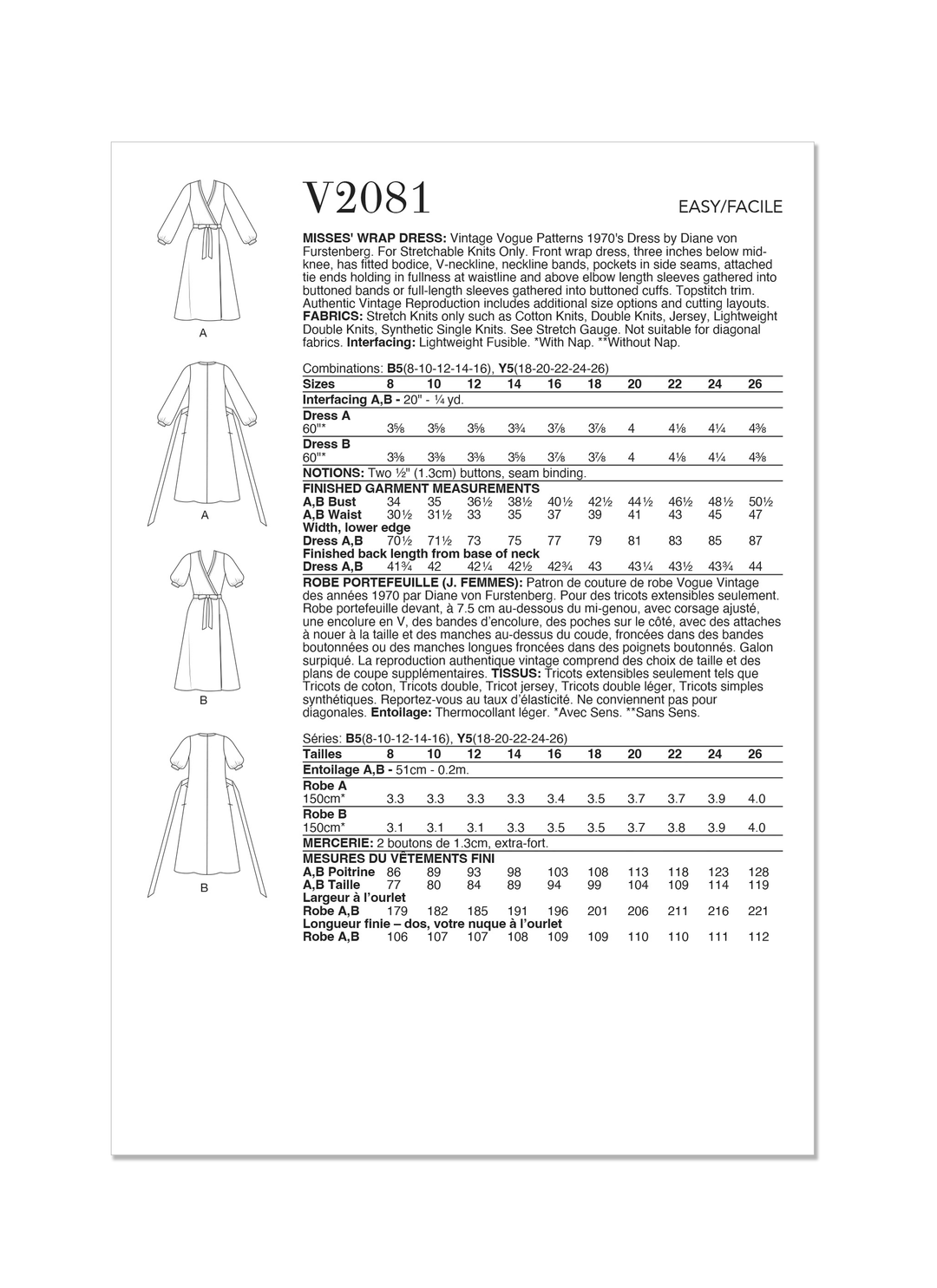 Vogue Schnittmuster V2081 Damen Kleid