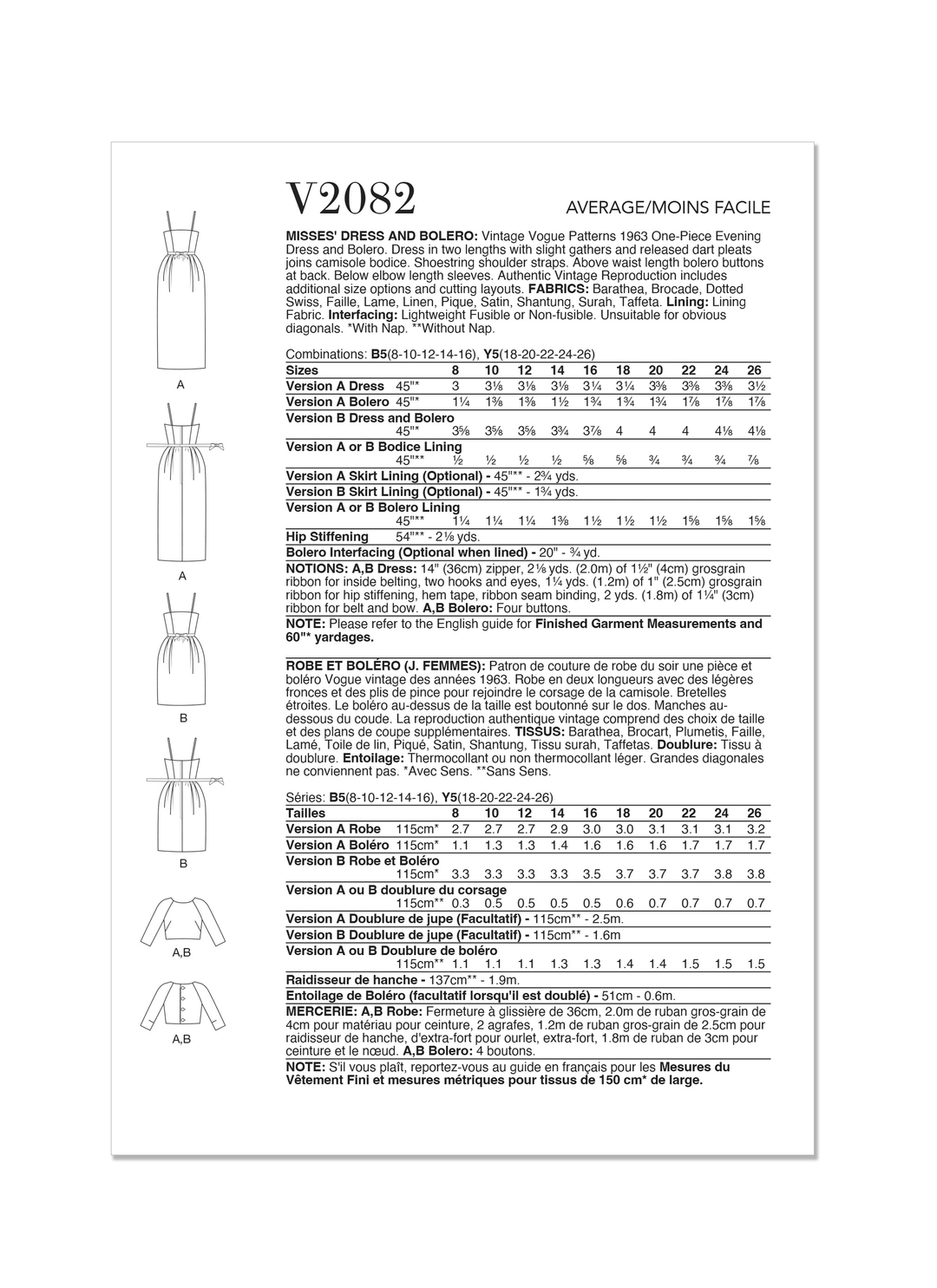 Vogue Schnittmuster V2082 Damen Kleid