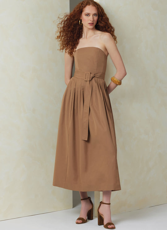 Vogue Schnittmuster V2084 Damen Kleid mit Gürtel und Überbrustband