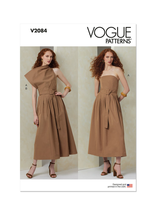 Vogue Schnittmuster V2084 Damen Kleid mit Gürtel und Überbrustband