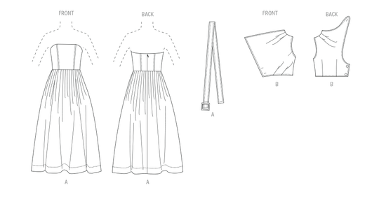 Vogue Schnittmuster V2084 Damen Kleid mit Gürtel und Überbrustband