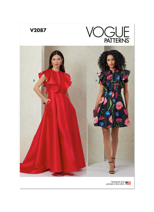 Vogue Schnittmuster V2087 Damen Kleid mit Ärmel- und Längenvariationen