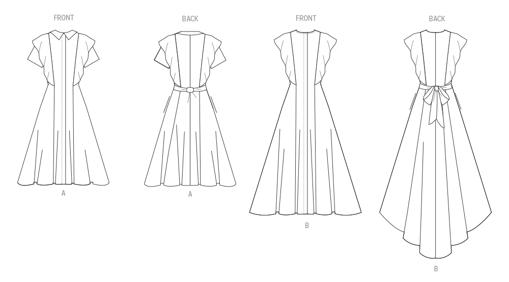 Vogue Schnittmuster V2087 Damen Kleid mit Ärmel- und Längenvariationen