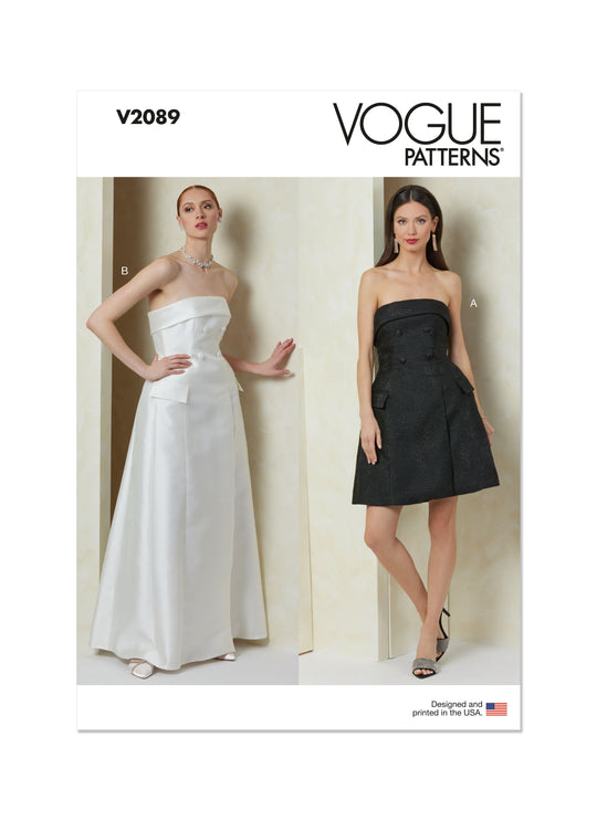Vogue Schnittmuster V2089 Damen Kleid in zwei Längen