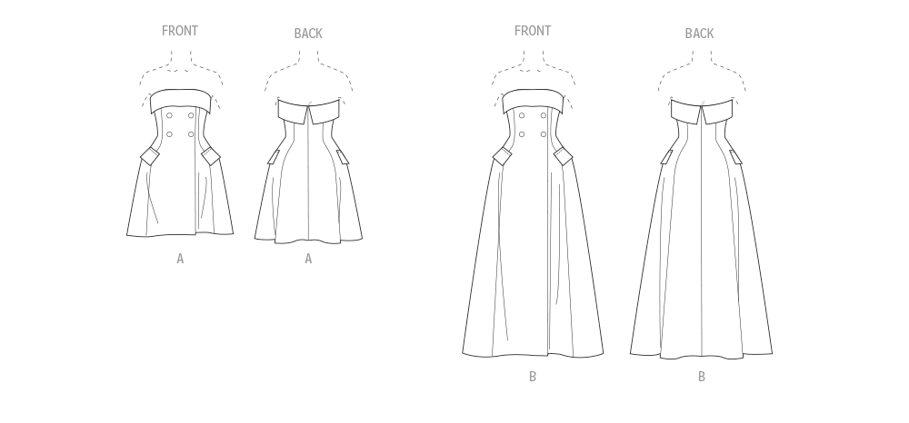 Vogue Schnittmuster V2089 Damen Kleid in zwei Längen